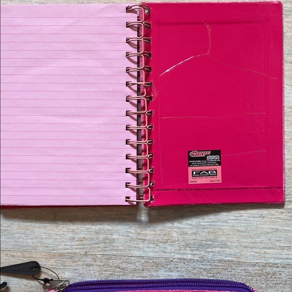 Vintage 2001 Powerpuff pink velour pencil pouch and notebook-- SOLD- 5/14 - Picture 4 of 7